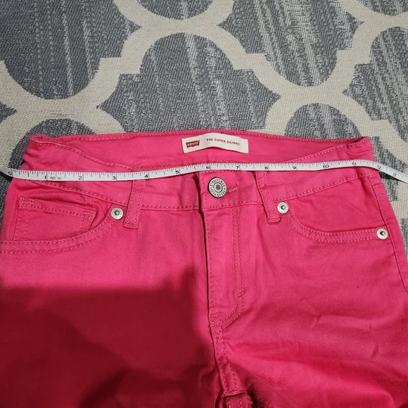 Levi's 710 Super Skinny Jeans Girls 10 R Hot Pink Adjustable Waist Stretch - Picture 2 of 8